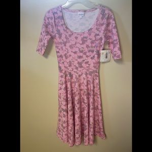 LuLaRoe Dress NEW Pink Floral Nicole Size XS Knee/MIDI Length